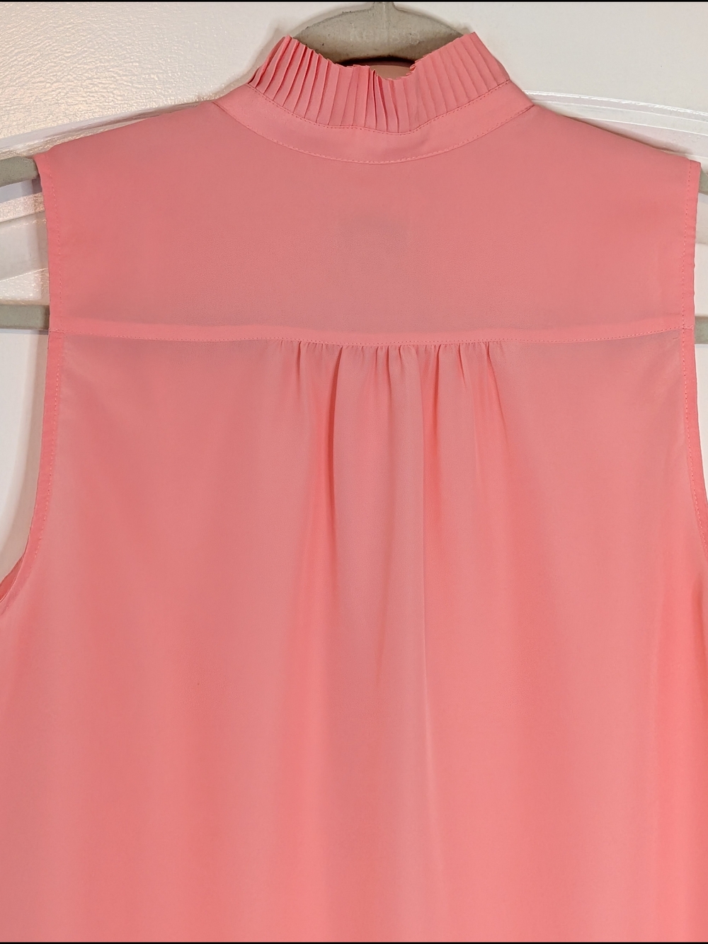 J Crew Peach Pink Ruffled Mock Neck Collar Sleeveless Shirt - Picture 6 of 13